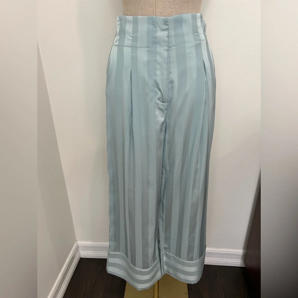 VERA & LUCY - Mint Striped Silky Trouser & Blazer Suit Size S - Picture 5 of 16